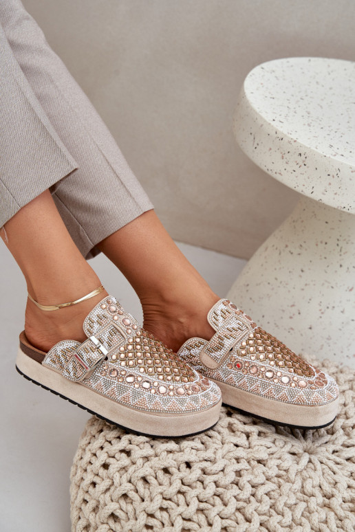 Versierd Slippers met platform beige Terfitra Versierd Slippers met platform beige Terfitra