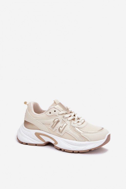 Chaussures modèle baskets Féminin avec des semelles massives à la mode beige Davira
