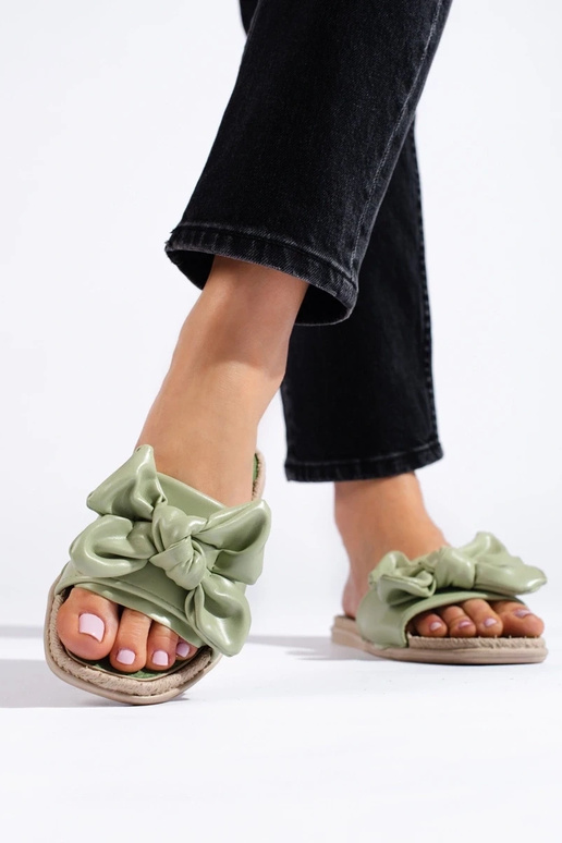 Slippers met lint Shelovet groene kleur