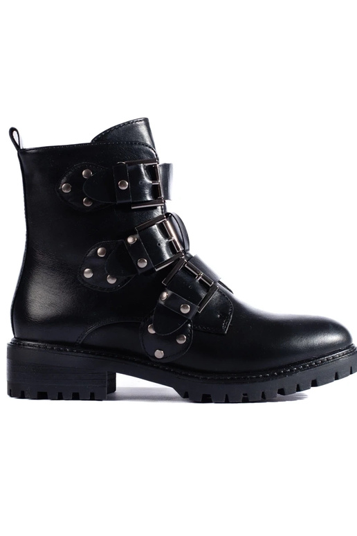 bottes noires chauffées avec boucles