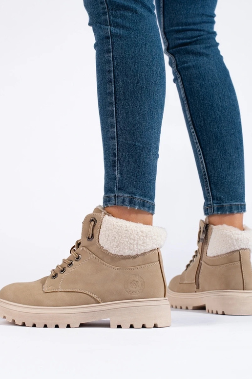 Bottines en simili-cuir beige pour...