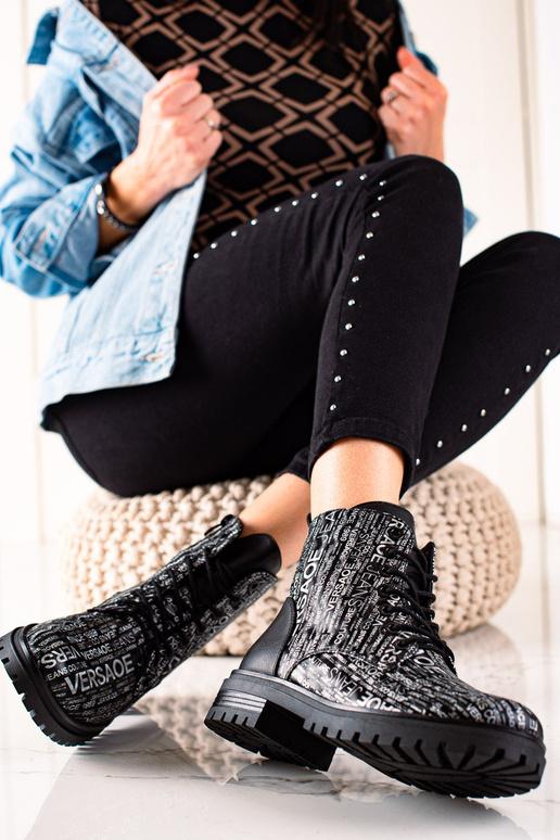 bottes avec imprimé pour femme en noir