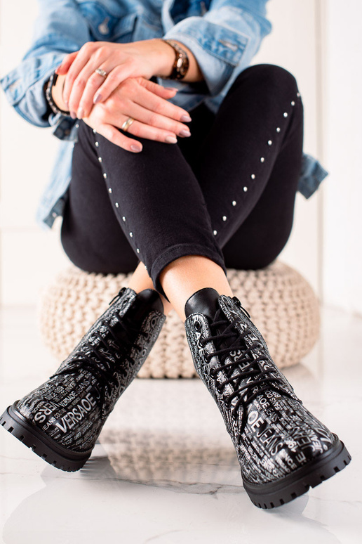 bottes avec imprimé pour femme en noir