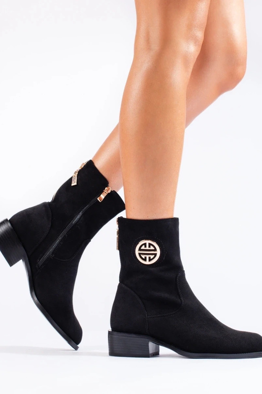 chaussures hautes femme en daim noir