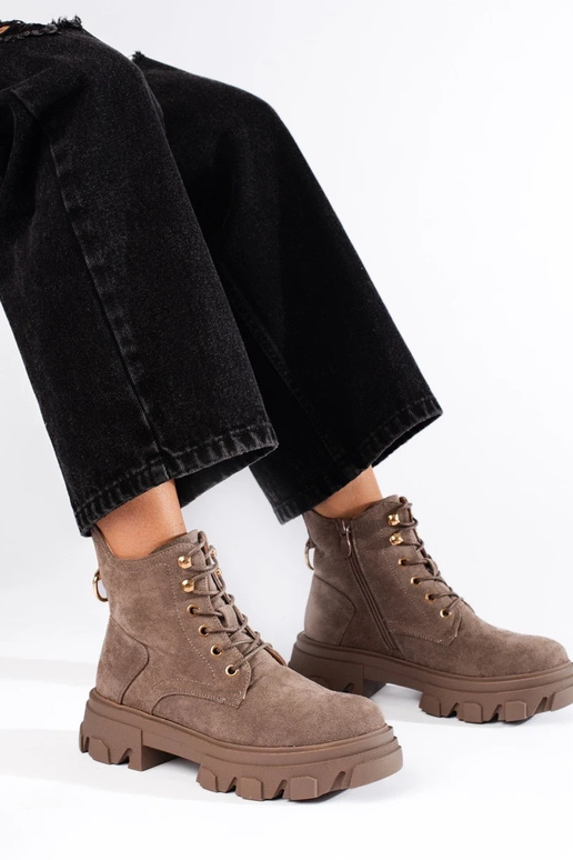 suède damesschoenen met dikke zool