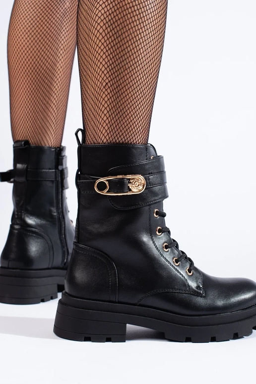 Bottes femme noires en simili-cuir Bottes femme noires en simili-cuir