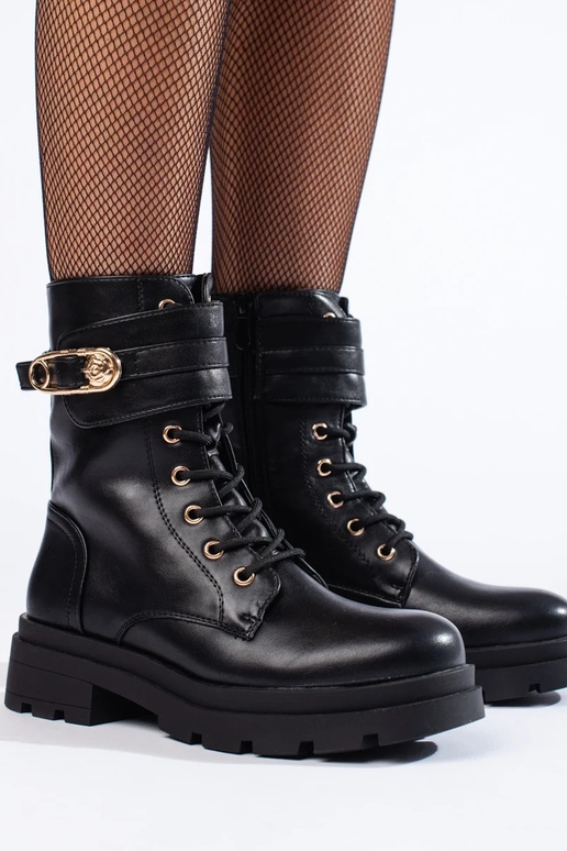 Bottes femme noires en simili-cuir Bottes femme noires en simili-cuir