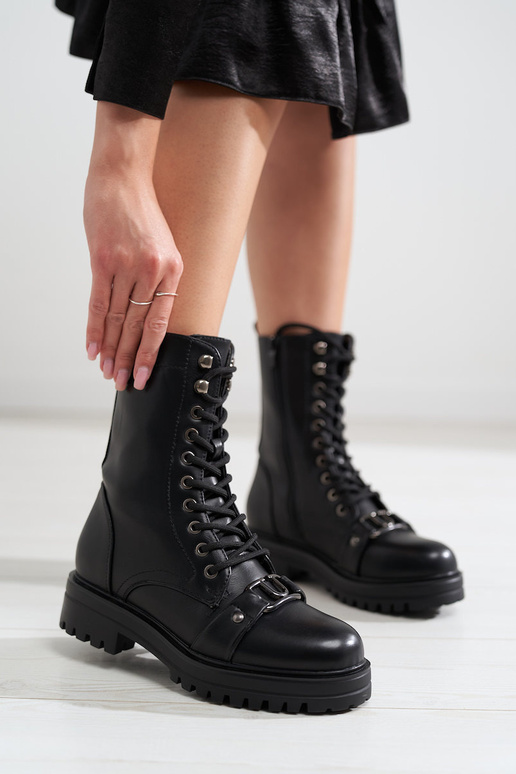 Dames veterboots zwart