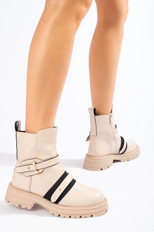 Beige Damenstiefel mit Schutz Beige Damenstiefel mit Schutz
