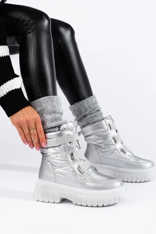 Bottes de neige femme Velcro argent Bottes de neige femme Velcro argent