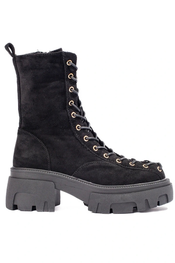 bottes à lacets en daim...