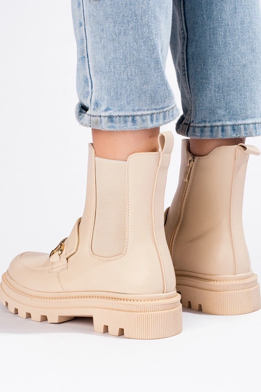 Beige Damenschuhe mit Plateau Beige Damenschuhe mit Plateau