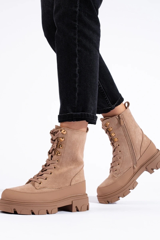 Bottines femme à plateforme beige... Bottines femme à plateforme beige...
