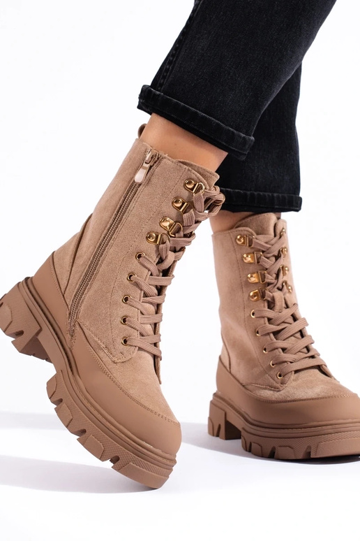 Bottines femme à plateforme beige... Bottines femme à plateforme beige...