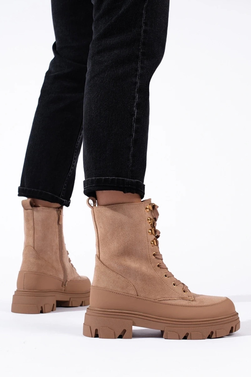 Bottines femme à plateforme beige... Bottines femme à plateforme beige...