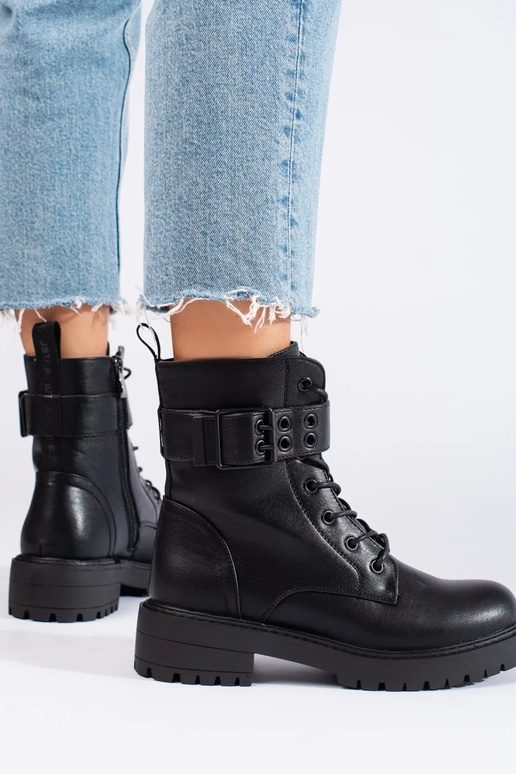 Damen-Schnürstiefel aus Öko-Leder Damen-Schnürstiefel aus Öko-Leder