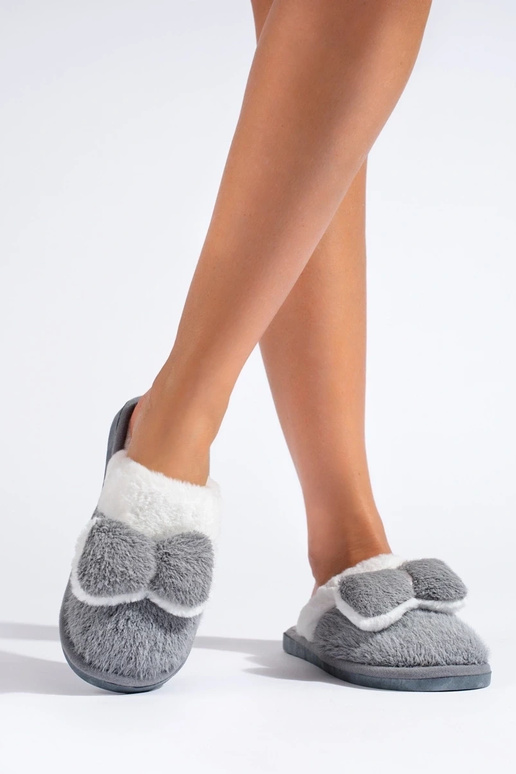 Slippers met lint Shelovet grijze kleur