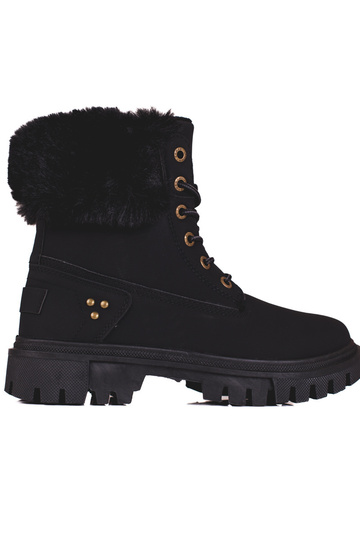 schwarze Stiefel mit Fell