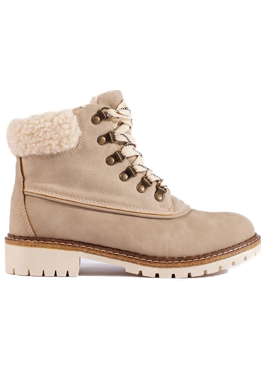 Stiefel mit Schaffell Damen Beige