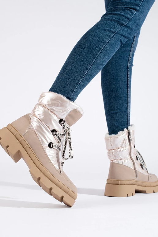 beige Dames snowboots met bont beige Dames snowboots met bont