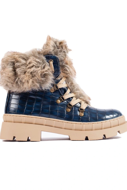 laarzen voor dames met bont blauw