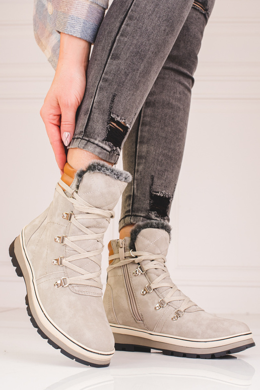 graue Damenschuhe mit Heizung innen