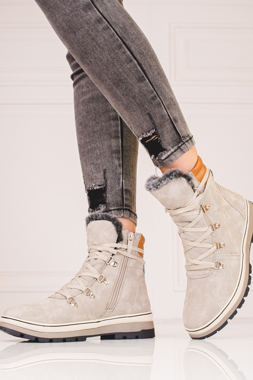 graue Damenschuhe mit Heizung innen