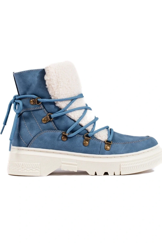 Blaue Damen-Schneestiefel mit Schaffell