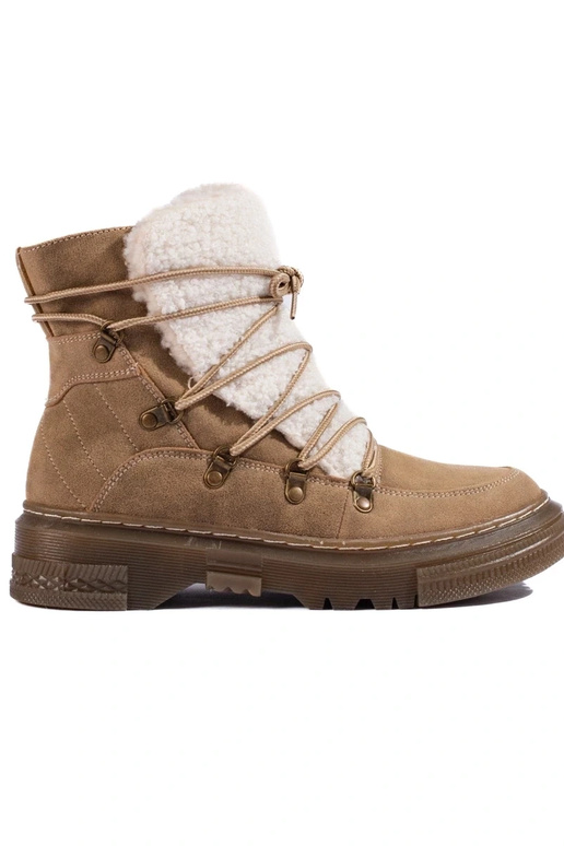 bruine dames snowboots met schapenvacht