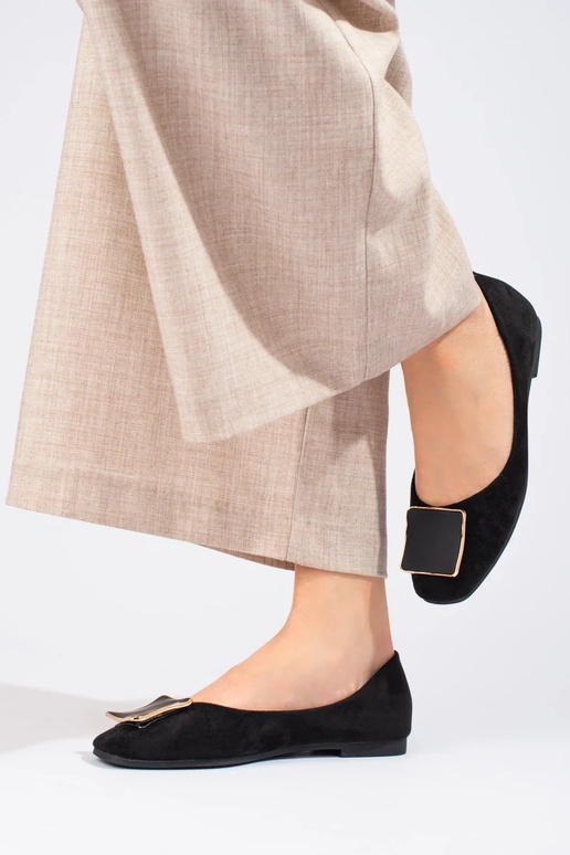 Shelovet suède ballerina in het zwart Shelovet suède ballerina in het zwart