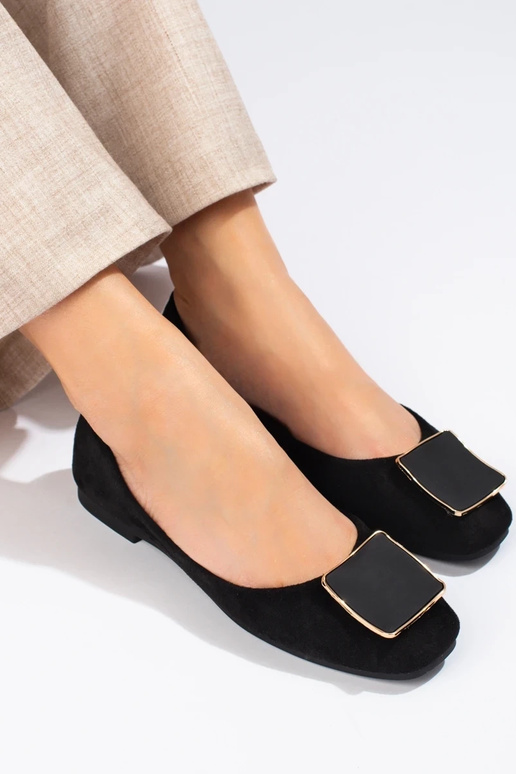 Shelovet Wildleder-Ballerina in Schwarz Shelovet Wildleder-Ballerina in Schwarz