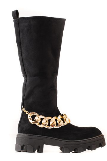 Lange Stiefel in schwarzer...
