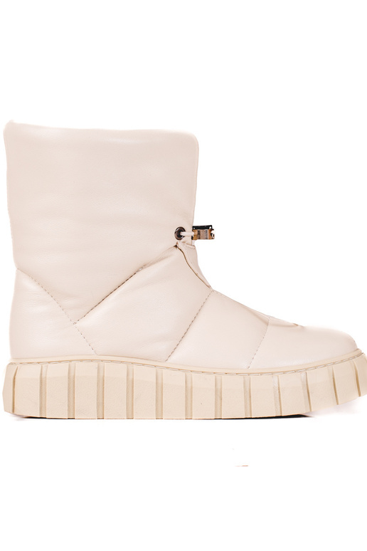 Dames snowboots leer met koord beige...