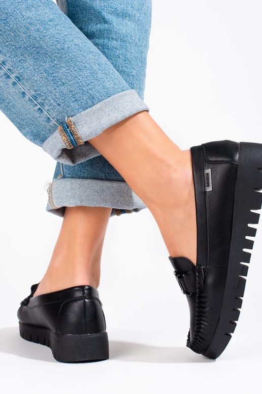 mocassins femme noirs avec plateforme