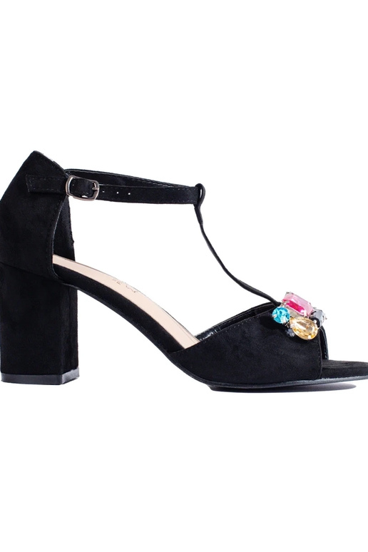 Sandales à talons en daim noir avec... Sandales à talons en daim noir avec...