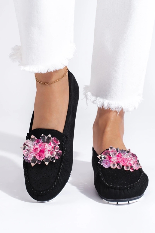 Shelovet zwarte suède mocassins