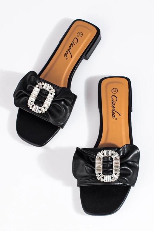 zwarte pantoffels met een lint Shelovet zwarte pantoffels met een lint Shelovet