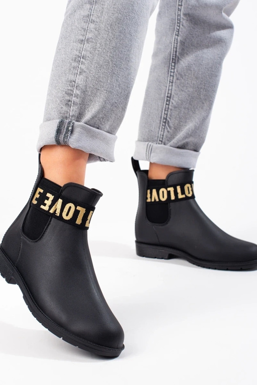 zwarte korte rubberen laarzen Shelovet