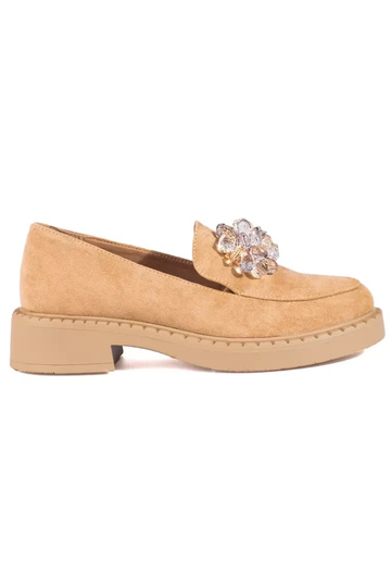 beige Wildledermokassins...