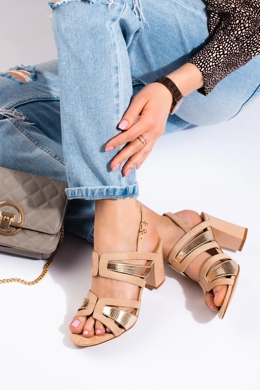 Sandale à talon couleur beige - Vineza