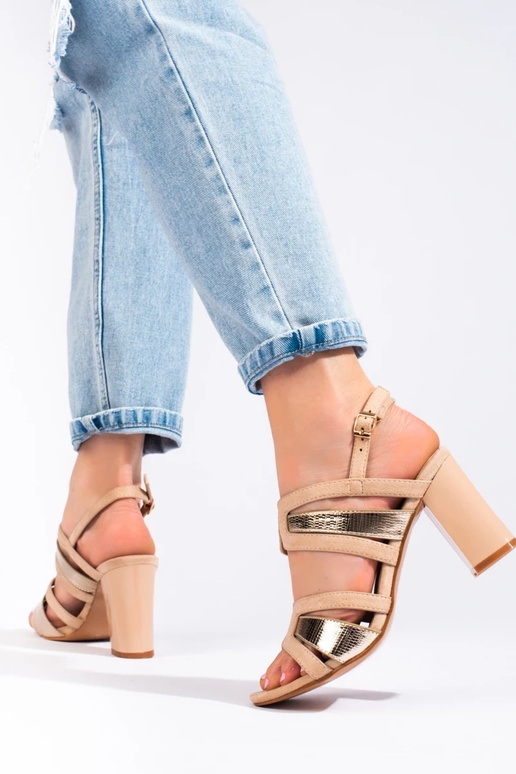 Sandale à talon couleur beige - Vineza