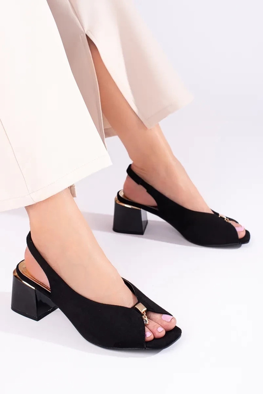 Sandales à talons en daim noir Shelovet