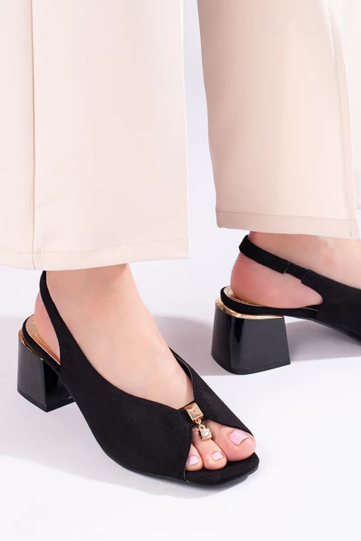 Sandales à talons en daim noir Shelovet