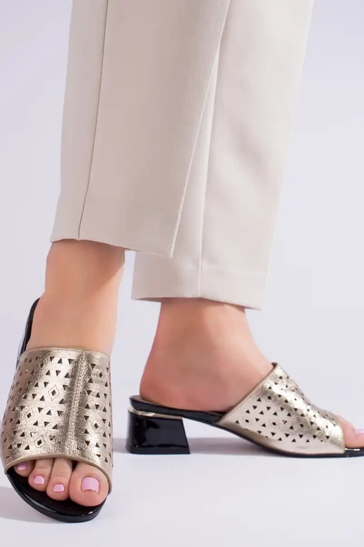 Chaussons dorés à talon bas Shelovet