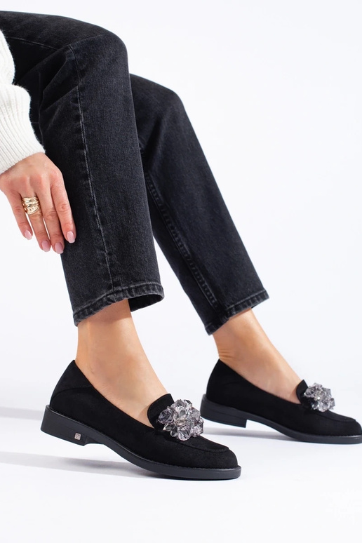 Mocassins femme Potocki en daim noir Mocassins femme Potocki en daim noir