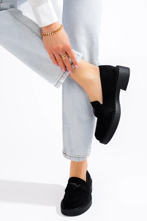 zwarte suède damesmocassins Potocki zwarte suède damesmocassins Potocki