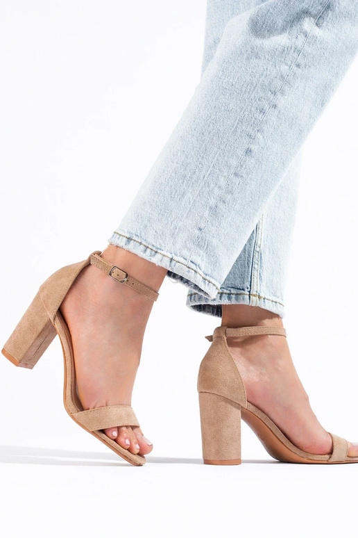 sandales à talon en daim Shelovet beige sandales à talon en daim Shelovet beige