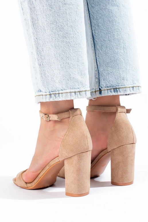 sandales à talon en daim Shelovet beige sandales à talon en daim Shelovet beige