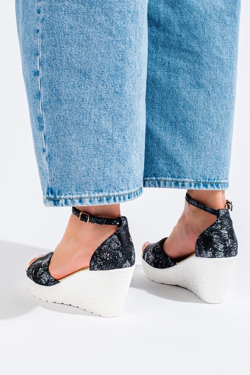 sandales de couleur noir-blanc Shelovet sandales de couleur noir-blanc Shelovet