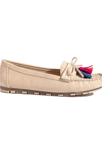 beige suède mocassins boho...